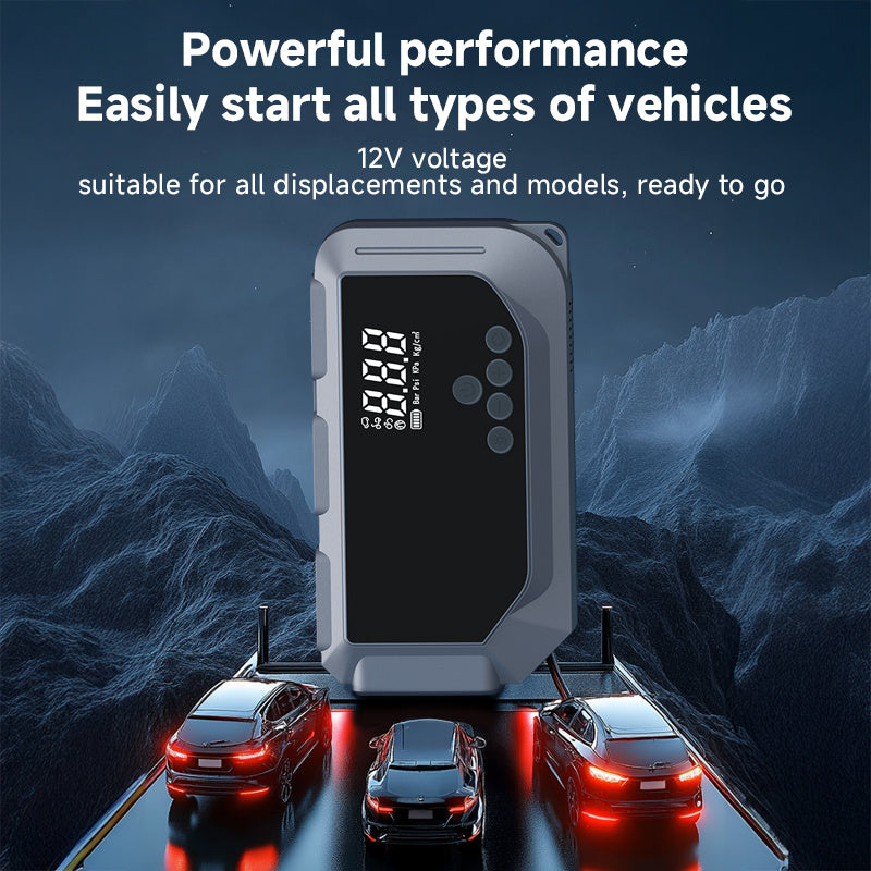 Portable 12V Car Battery Jump Starter with 150PSI Air Compressor - Digital Tire Inflator