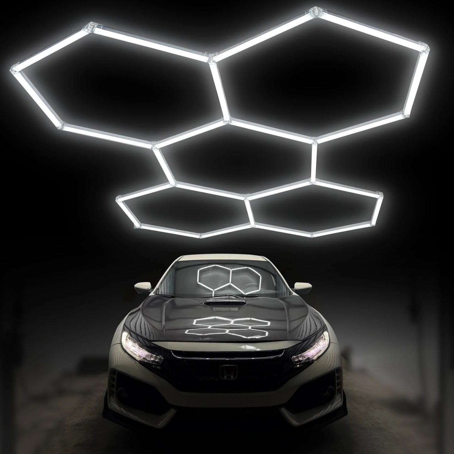 Hexagon Led Garage Lights 5 Hex Grid 192W 26400LM Super Bright Led Garage Ceiling Lights 6500K Hex Wall Workshop Led Lights