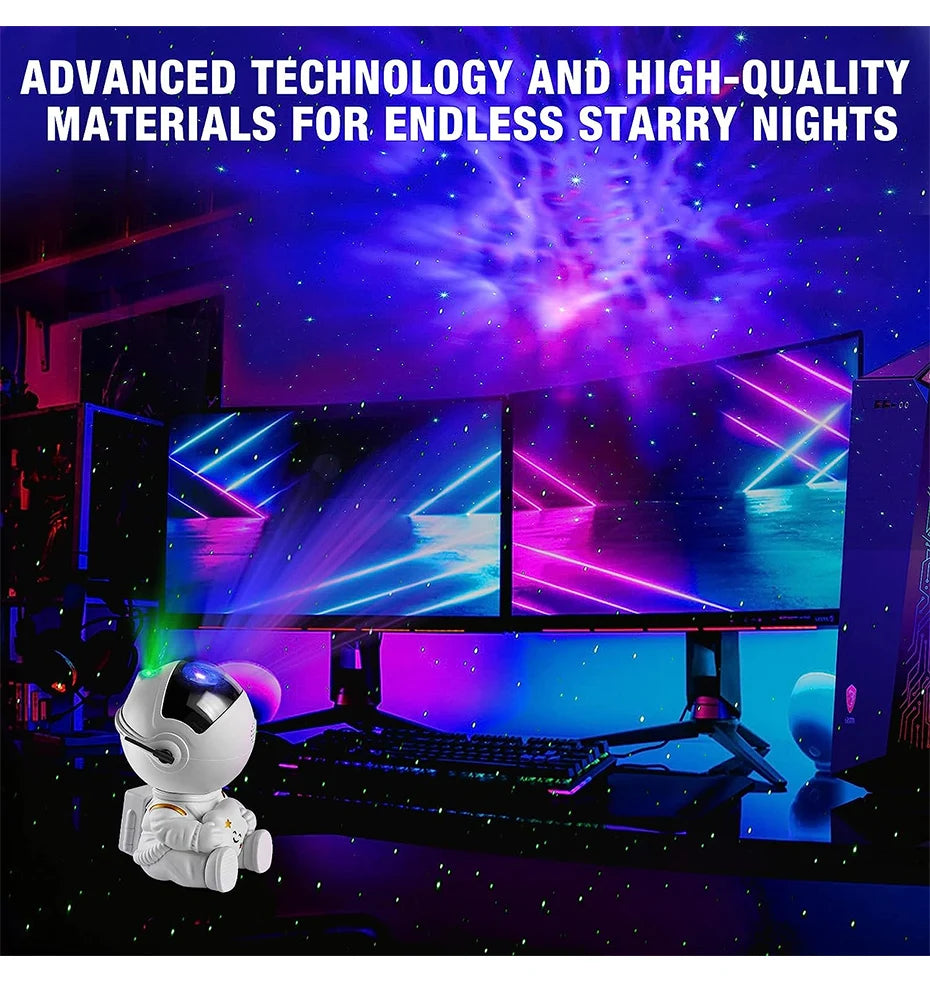 Galaxy Star Astronaut Projector - LED Night Light Starry Sky Lamp for Bedroom Decor