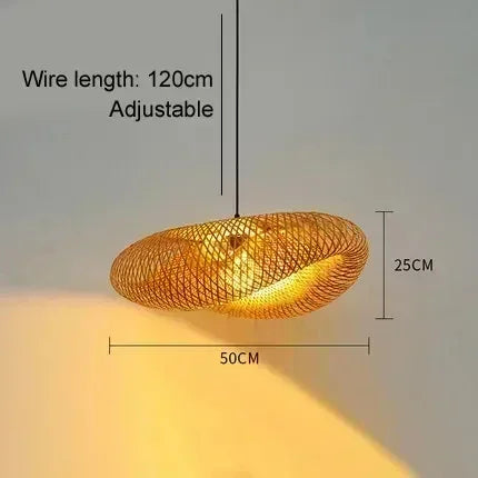 HandMade Vintage Bamboo Weaving LED Pendant Light E27 Home Hanging Chandelier Lighting Living Room Kitchen Rattan Woven Lamp