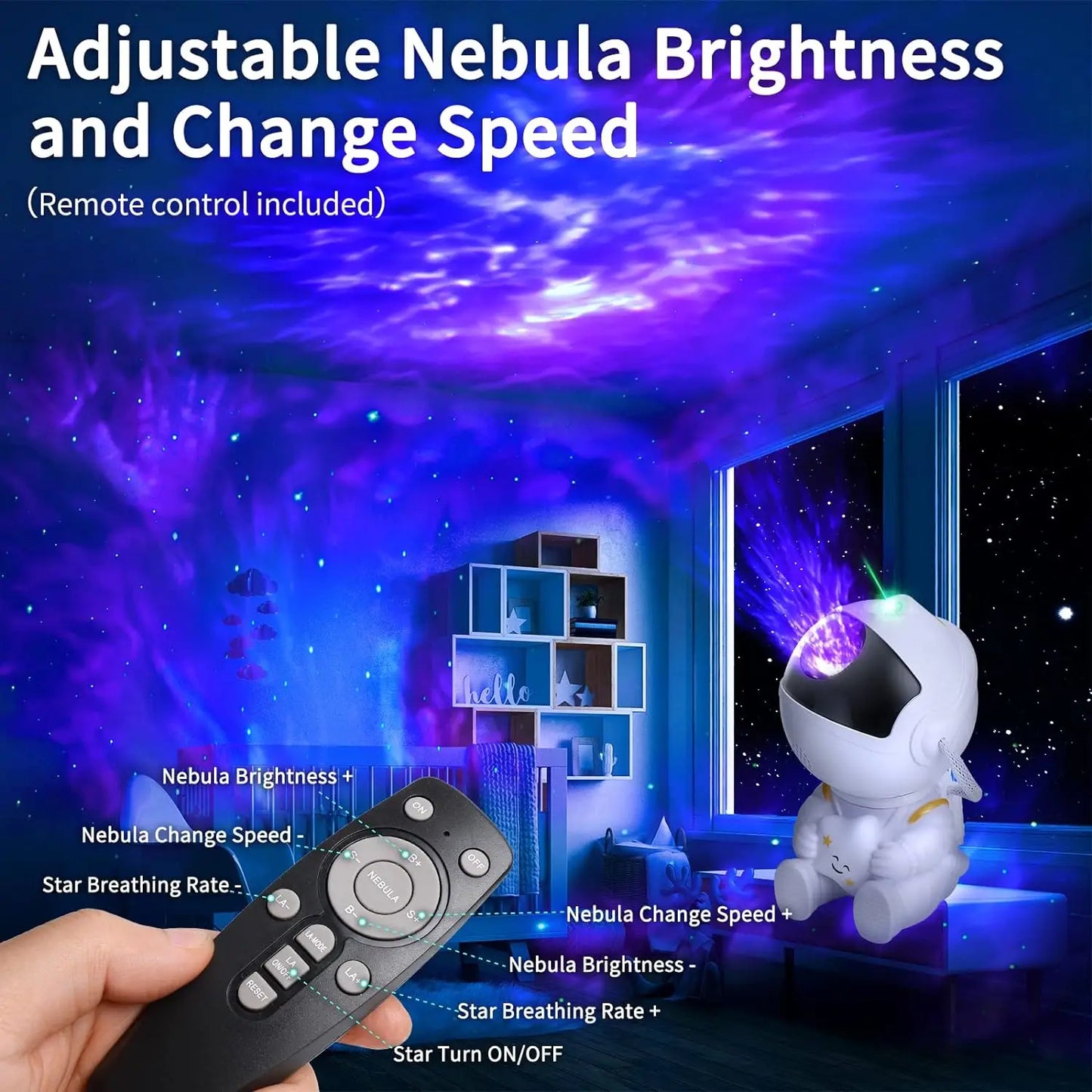 Galaxy Star Astronaut Projector - LED Night Light Starry Sky Lamp for Bedroom Decor
