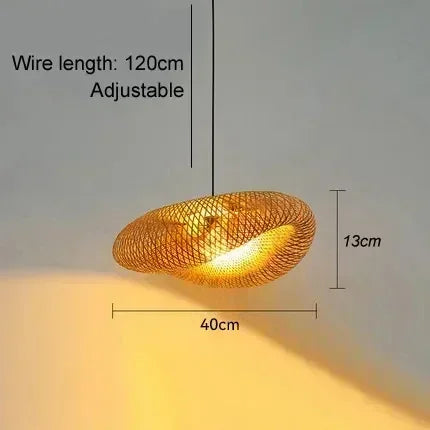 HandMade Vintage Bamboo Weaving LED Pendant Light E27 Home Hanging Chandelier Lighting Living Room Kitchen Rattan Woven Lamp