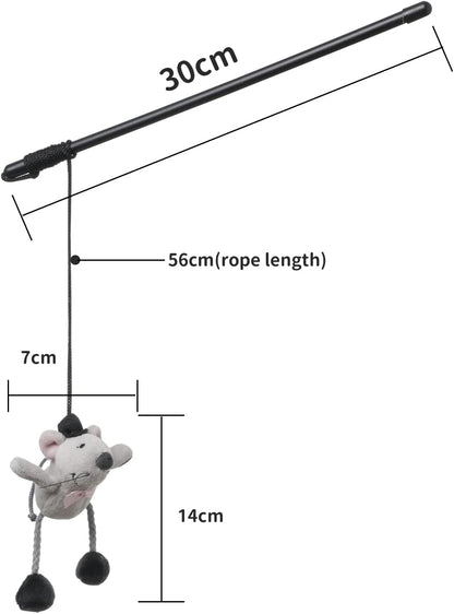 Cat Wand Toy Cute Mouse Tease Cat Wand Interactive Indoor Toy Swing and Squeak Fun Toy Kitten Play with Cat Interactive Chase Movement Reduce Boredom Suitable for All Cat Toys