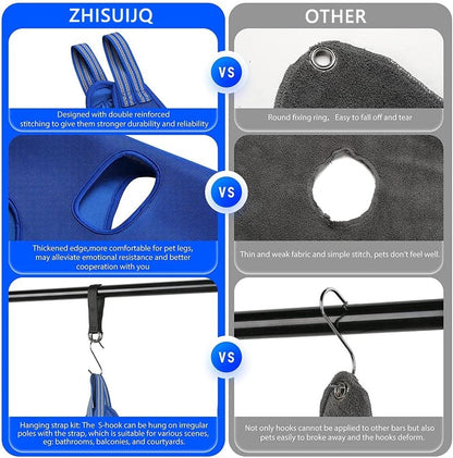 Pet Grooming Hammock Harness for Cats & Dogs, Pet Supplies Kit, Pet Stuff Helper with Nail Clippers/Trimmer, Nail File for Bathing, Pet Comb (Grey, Small Dog)