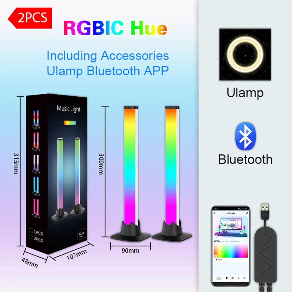 Wiscolor RGBIC Pickup Light Music Rhythm Lights Christmas Decoration LED Desktop Atmosphere Light Bar for Halloween Party