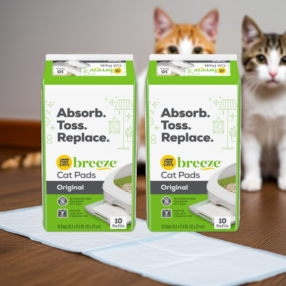 (10 Pack)   Breeze Absorbent Cat Litter Pads, 24/7 Odor Control, Refill Pack, 10 Ct. Pouch