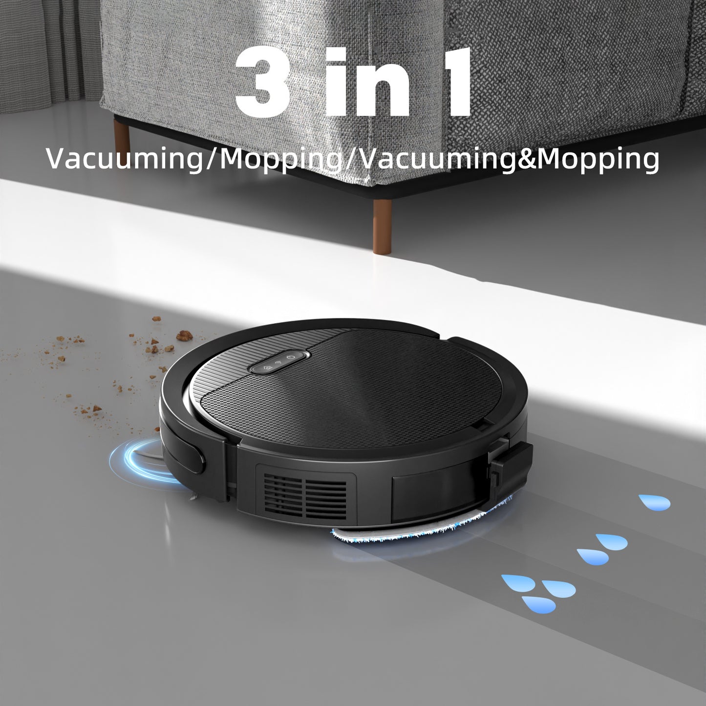 Robot Vacuum and Mop 3-in-1 - 5000Pa Suction for Pet Hair